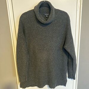 Lands’ End Chunky Knit Cowl Neck Sweater | Dark Charcoal | 1X (16W–18W)